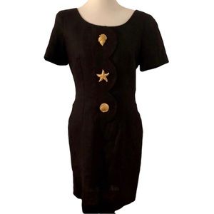 Beautiful black Santa Fe dress. Gold shell buttons